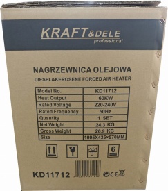 Nagrzewnică olej pe motorină 60 kW KraftDele KD11712 cu termostat și afișaj digital, pentru hale și spații mari - Img 12