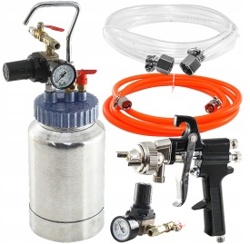 Pistol de vopsit pneumatic cu rezervor sub presiune 2L MaxRom, duză 2 mm, pentru vopsea, lac, adezivi și emulsii