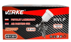 Pistol de vopsit pneumatic HVLP VERKE H-2000P 0,8 mm, rezervor superior 125 ml, pentru retușuri și finisaje precise - Img 8