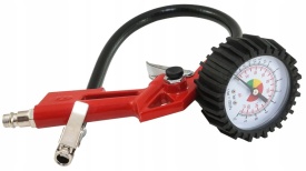 Pistol pneumatic pentru umflat roți cu manometru 12 bar VERKE, furtun 360 mm și supapă de evacuare aer - Img 4