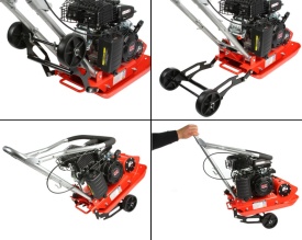 Placă compactoare 48kg MAR-POL MP-60 M79510 – motor OHV, forță 8.2kN, adâncime 20cm, covor cauciuc și roți incluse - Img 11