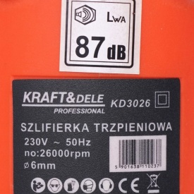 Polizor drept KraftDele KD3026, 1500W, 27000 rpm, pensetă 6 mm, pentru șlefuire, curățare cordoane și lustruire - Img 4