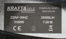 Pompă submersibilă cu tocător 3100W KraftDele KD762 – 2500L/h, ieșire 1”, complet submersibilă - Img 5