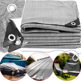 Prelată de protecție MaxRom 8 x 10 m, PE 120 g/mp, cu colțuri întărite și capse la 1 m pentru acoperire exterioară și interioară - Img 8