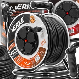 Prelungitor electric pe tambur metalic 40 m, cablu 3x2,5 mm², 4 prize, protecție termică, MaxRom V70021 - Img 8