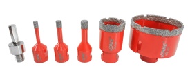 Set carote diamantate M14 MaxRom, 9 piese, 6-68 mm, cu adaptor HEX și valiză pentru gresie, faianță și piatră - Img 7
