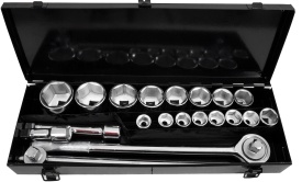 Set chei tubulare 3/4 inch 19-50 mm, 21 piese, cu clichet, prelungitor și mâner T, în valiză, MaxRom - Img 7