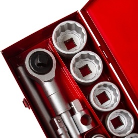 Set chei tubulare Mar-Pol 3/4 inch, 21 piese, 19-50 mm, cu clichet, prelungitoare și valiză metalică - Img 2