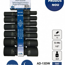 Set de chei tubulare IMPACT 1/2", 13 piese ADLER AD-13DW varianta lunga - Img 2