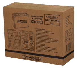 Set de scule KraftDele KD11353, 90 piese, în valiză din aluminiu, cu tubulare, chei, biți, șurubelnițe și clești - Img 12