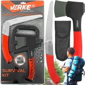 Set de supraviețuire 2 piese MaxRom cu topor, fierăstrău și husă de transport pentru camping, drumeții și activități outdoor