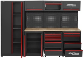 Set mobilier atelier profesional KraftDele KD5860 – banc de lucru cu dulapuri, panou perforat și sertare, 260 cm - Img 7