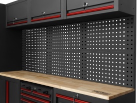 Set mobilier atelier profesional KraftDele KD5860 – banc de lucru cu dulapuri, panou perforat și sertare, 260 cm - Img 12