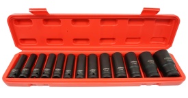 Set tubulare de impact lungi 1/2 inch, 13 piese, 10-32 mm, din oțel crom-vanadiu, cu valiză, MaxRom - Img 5