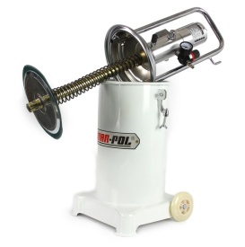 Smarniță pneumatică Mar-Pol 17L cu pompă pneumatică și roți, pentru ungere rapidă în atelier și utilizare profesională - Img 2