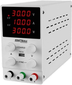 Sursă de laborator reglabilă KraftDele KD5870 – 0-30V, 0-10A, Afișaj digital de precizie, Protecție scurtcircuit, Eficiență >85%