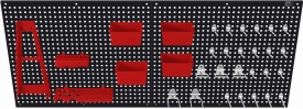 Tablă metalică perforată pentru scule KraftDele KD11897, 112x45 cm, cu 32 accesorii pentru organizare atelier și garaj - Img 4