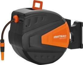 Tambur automat furtun grădină 40m + 2m KraftDele KD2155 – 1/2”, montaj perete, blocare lungime, retragere controlată