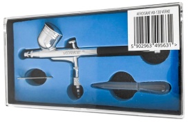 Aerograf de precizie VERKE AB-130, pistol pentru vopsire fină și retușuri, duză 0,3 mm, rezervor 7 ml - Img 5