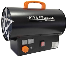 Aerotermă pe gaz KraftDele KD11700 25 kW cu termostat digital și reductor, pentru încălzire rapidă în atelier, garaj sau șantier