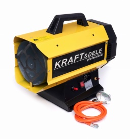 Aerotermă pe gaz LPG KraftDele KD11735 45 kW cu reductor și furtun, pentru încălzire rapidă în atelier, garaj și șantier