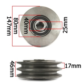 Ambreiaj centrifugal Mar-Pol 147x25 mm pentru mai compactor, cu 2 curele și prindere pe pană - Img 6