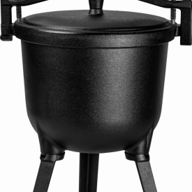Ceaun din fontă 8L KraftDele KD4186 cu capac și picioare detașabile, pentru gătit la foc deschis și preparate tradiționale