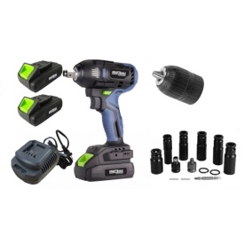 Cheie de impact cu acumulator 21V KraftDele KD3408, 750 Nm, 2 baterii 3000 mAh, încărcător și valiză