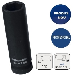 Cheie tubulara de IMPACT 1/2" ADLER AD-3513.16D 16mm varianta lunga