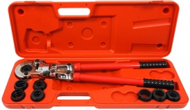 Cleste manual cu cremaliera de sertirizare tevi tip UH U+TH PEX AL 13-32 mm cap rotativ , maner telescopic – Kraft&Dele