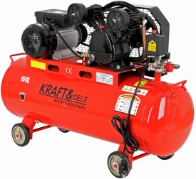 Compresor de aer cu ulei KraftDele KD402, 100L, 230V, 3.8 CP, 2 pistoane, 8 bar, pentru atelier și aplicații pneumatice