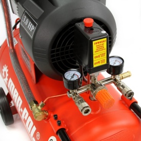 Compresor de aer Mar-Pol M88410, 50L, 3 CP, 2 pistoane, 8 bar, cu roți și manometre pentru garaj, atelier și gospodărie - Img 6