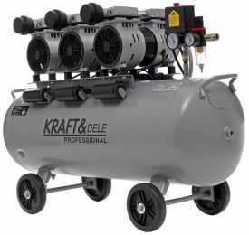 Compresor fără ulei KraftDele KD1397, rezervor 100L, 3 x 1500W, 8 bar, pentru atelier, service și uz casnic