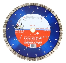 Disc diamantat Mar-Pol RAPID Ultra Long Life 300 mm, segment 15 mm, alezaj 20/25,4 mm pentru beton, cărămidă și pavaj - Img 2