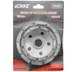 Disc diamantat tip cupă segmentat VERKE 125 mm pentru șlefuirea betonului, pietrei, cărămizii și suprafețelor minerale - Img 6