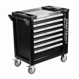 Dulap mobil de scule gol KraftDele KD1070, cărucior atelier cu 7 sertare, blat metalic și compartiment inferior cu închidere
