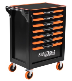 Dulap mobil pentru scule KraftDele KD1079 – cărucior atelier cu 7 sertare, blat metalic și raft lateral - Img 3