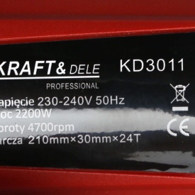 Fierăstrău circular de tăiere în unghi KraftDele KD3011 cu laser, masă stabilă, 2200W, 4700 rpm, pentru prelucrarea lemnului - Img 11