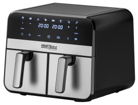Friteuză cu aer cald fără ulei KraftDele KD4180, 9L, 2500W, 2 compartimente independente, panou tactil LCD