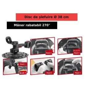 Gletieră electrică cu acumulator PRO-CUT Single 20B pentru polistiren și tencuieli, disc 380 mm, motor fără perii - Img 2