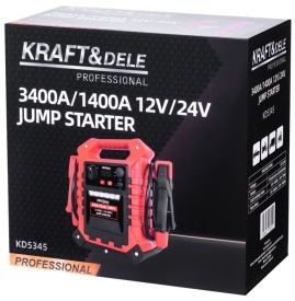 Jump starter auto KraftDele KD5345 12V/24V, 3400A/1400A, cu acumulator AGM, USB, iluminare LED și test tensiune - Img 11