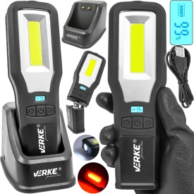 Lampă de lucru LED MaxRom 550 lm + 250 lm, acumulator 2000 mAh și bază de încărcare, pentru service și atelier