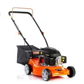Mașină de tuns gazon pe benzină DEMON 40 cm cu coș colector, carcasă compozit și reglaj înălțime, model M88099