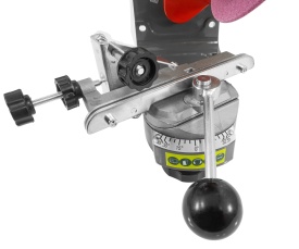 Mașină electrică de ascuțit lanțuri drujbă 230 W, disc 145 mm, menghina rotativă cu unghi reglabil, MaxRom V90083 - Img 6