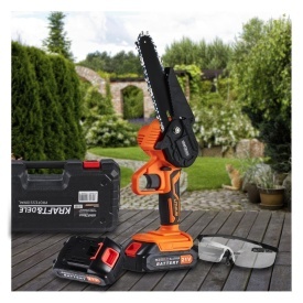 Mini fierăstrău cu lanț cu acumulator KraftDele KD10626, 6 inch, 21V, 2 baterii, valiză transport - Img 10