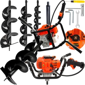 Motoburghiu pe benzină Mar-Pol M84001/3, 5,2 CP, cu burghie 100/150/200 mm pentru găuri în sol, garduri și plantări