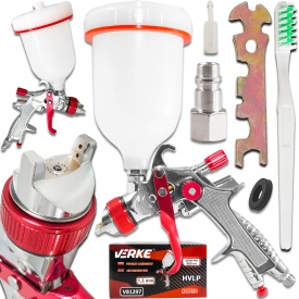 Pistol de vopsit pneumatic HVLP VERKE PREMIUM LINE K-775G, duză 1,3 mm, rezervor 600 ml, pentru lucrări de vopsire precise