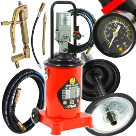 Pompa pneumatică de gresare 12L cu furtun 4 m și roți, pentru ungere sub presiune, model V86140 MaxRom