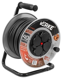 Prelungitor electric pe tambur din oțel 40 m, 4 prize, cablu cupru 3x1,5 mm², protecție termică MaxRom - Img 2