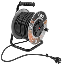 Prelungitor electric pe tambur din oțel 40 m, 4 prize, cablu cupru 3x1,5 mm², protecție termică MaxRom - Img 12